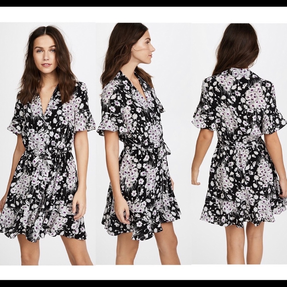 Cinq a sept arabella silk floral ruffle dress size 6